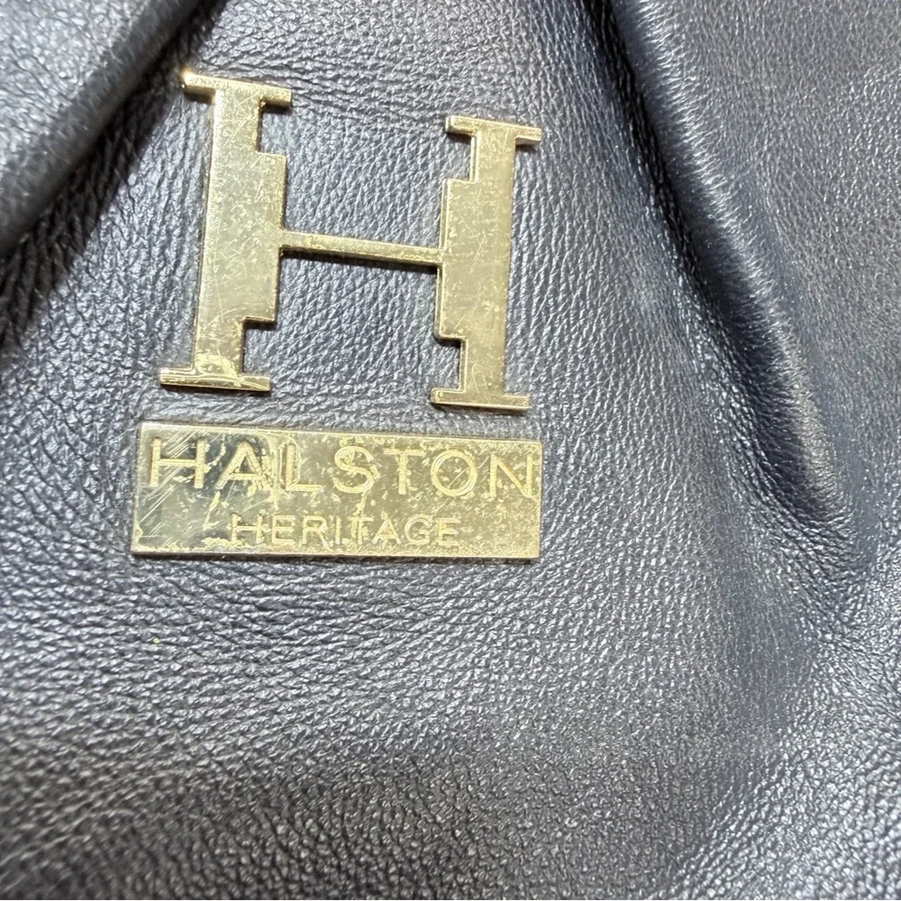 Halston Heritage Black Leather Chain Hobo Bag